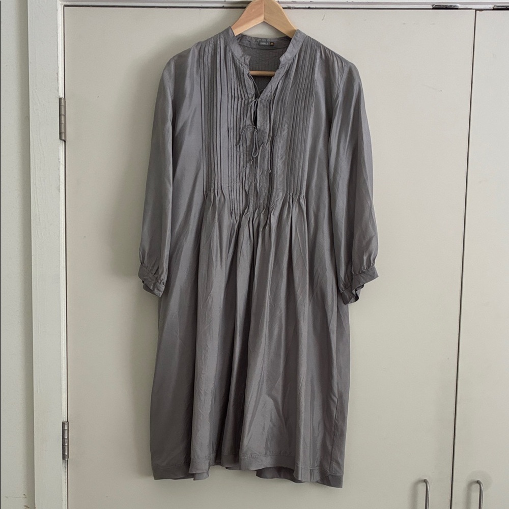Matta Silver Pleated Silk Dress